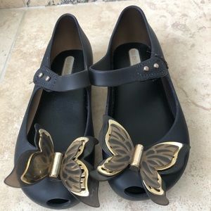 Mini Melissa Matte Black Butteryfly Shoes